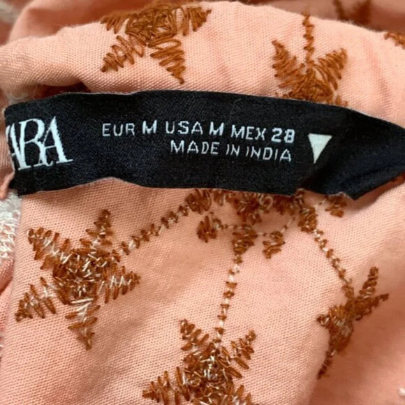 Zara Embroidered Voluminous Puff Sleeve Cropped Top - Picture 10 of 12